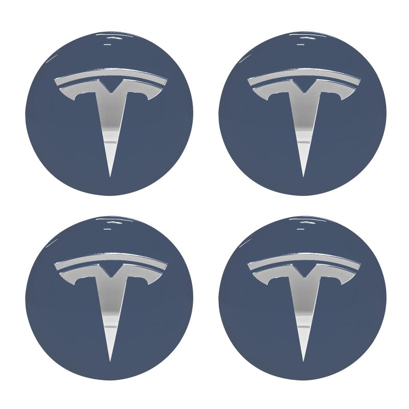Knomix 4 عبوات من الألومنيوم المقاوم للماء لغطاء العجلة ملصق شعار مركزي لطراز Tesla 3 موديل Y 56 مم Hubcaps غطاء حافة العجلة (أسود لامع) - Image 1
